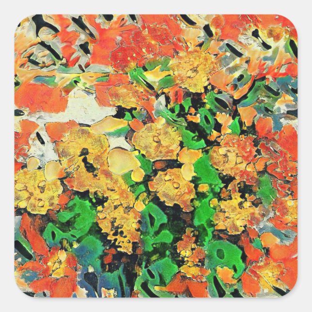 Pegatina Cuadrada Pintura de aceite retro: Monet Van Gogh (Anverso)