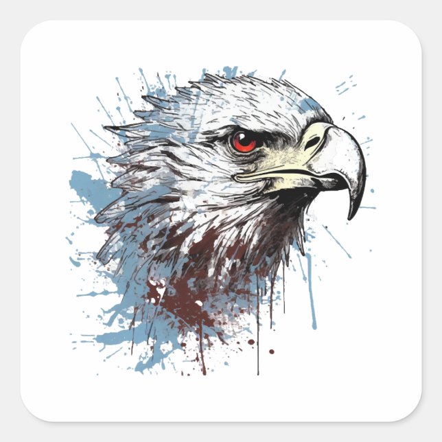 Pegatina Cuadrada Pintura de águila (Anverso)