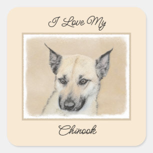 Pegatina Cuadrada Pintura de Chinook (Orejas puntiagudas) - Arte Per