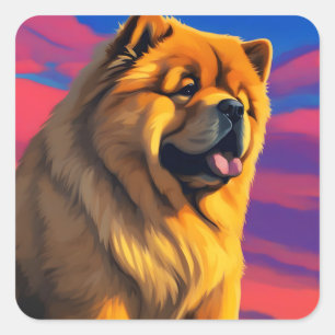 Pegatina Cuadrada Pintura de Chow Chow