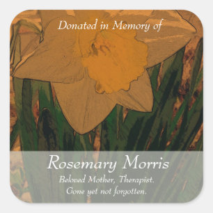 Pegatina Cuadrada Pintura de Daffodil ~ Donada en Memoria de