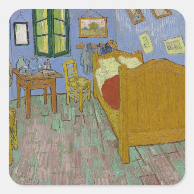 Pegatina Cuadrada Pintura de dormitorio Vincent Van Gogh (Anverso)