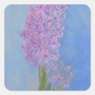 Pegatina Cuadrada Pintura de flor Lilac Pink Hyacinin