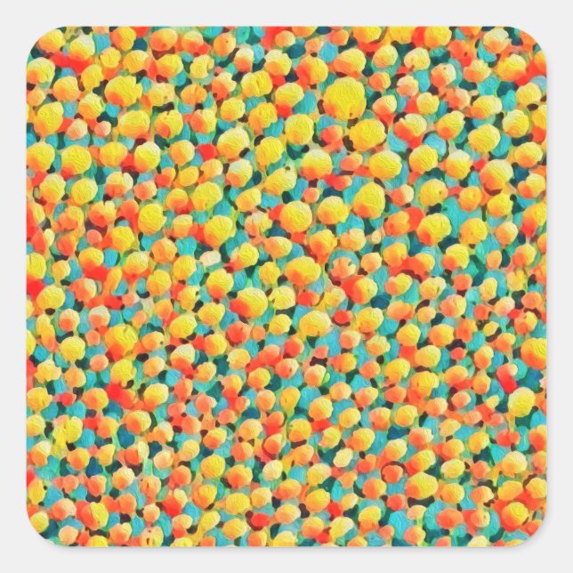 Pegatina Cuadrada Pintura de globos geométricos abstractos de color  (Anverso)