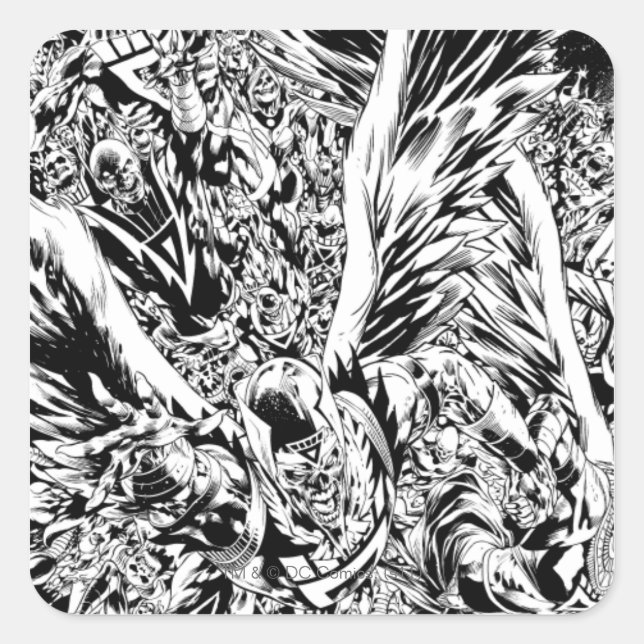 Pegatina Cuadrada Pintura de grupo nocturno más negro - blanco y neg (Anverso)