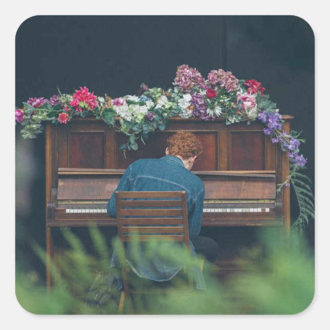 Pegatina Cuadrada Pintura de Guay Piano (Anverso)