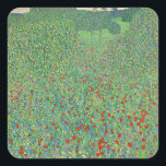 Pegatina Cuadrada Pintura de Gustav Klimt, Mohnfeld<br><div class="desc">Mohnfeld,  famoso paisaje pintado por Gustav Klimt.</div>