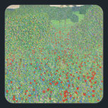 Pegatina Cuadrada Pintura de Gustav Klimt, Mohnfeld<br><div class="desc">Mohnfeld,  famoso paisaje pintado por Gustav Klimt.</div>