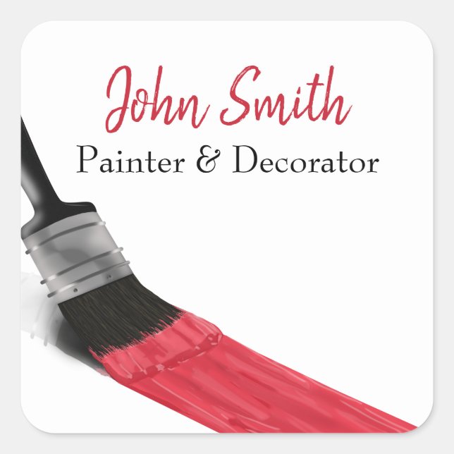 Pegatina Cuadrada Pintura de la empresa de servicios de pintores Bru (Anverso)