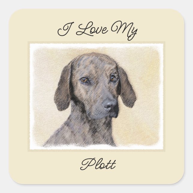 Pegatina Cuadrada Pintura de lott - Delicioso original de perro (Anverso)