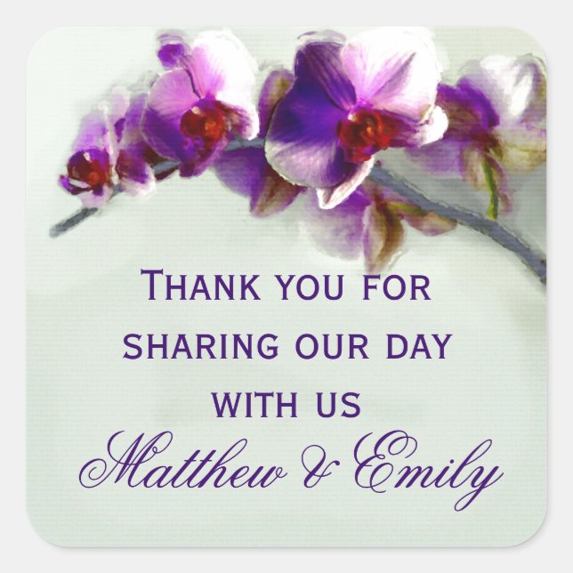 Pegatina Cuadrada Pintura de orquídeas radiantes (Anverso)