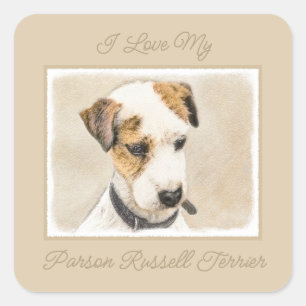 Pegatina Cuadrada Pintura de Parson Jack Russell Terrier - Paquistán