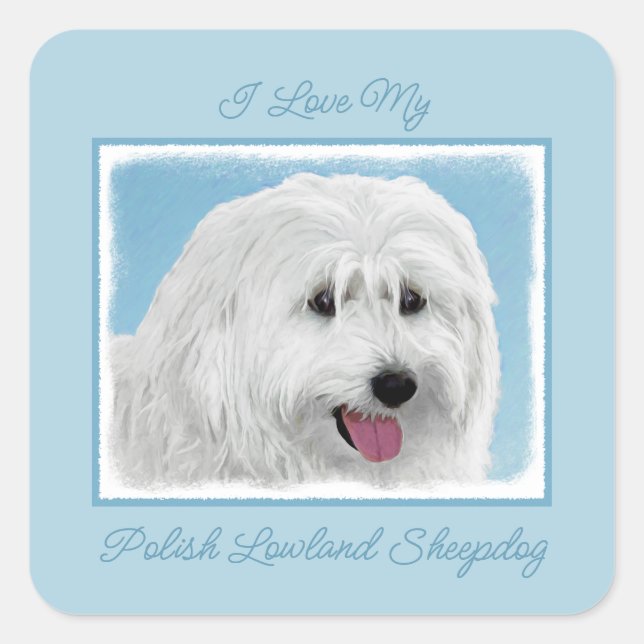 Pegatina Cuadrada Pintura de perro pastor de Lowland polaco - Plaza  (Anverso)