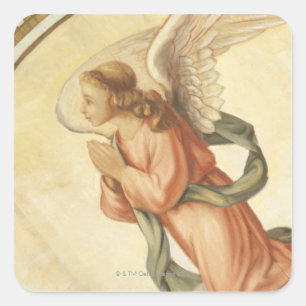 Pegatina Cuadrada Pintura de un ángel que ruega