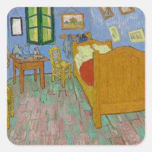 Pegatina Cuadrada Pintura del dormitorio de Vincent Van Gogh