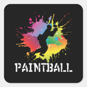 Pegatina Cuadrada Pintura del pintador de palas de bola