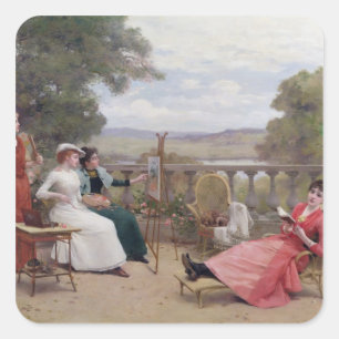 Pegatina Cuadrada Pintura en la terraza