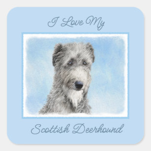 Pegatina Cuadrada Pintura escocesa del perro - Ar original del perro