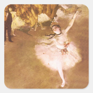Pegatina Cuadrada Pintura estelar de bailarina de ballet Degas