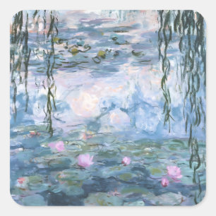 Pegatina Cuadrada Pintura impresionista de nenúfares de Claude Monet