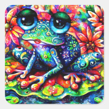 Pintura Impresionista de rana floral capilar