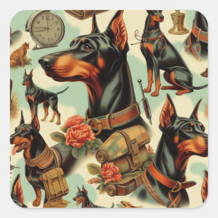 Pegatina Cuadrada Pintura inmaculada Doberman