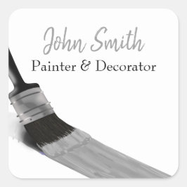 Pegatina Cuadrada Pintura Painter Service Company Brush Gray