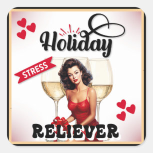 Pegatina Cuadrada Pintura Retro Holiday Stress Reliever