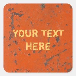 Pegatina Cuadrada Pintura roja escamosa, rasguñada. Falso moho y