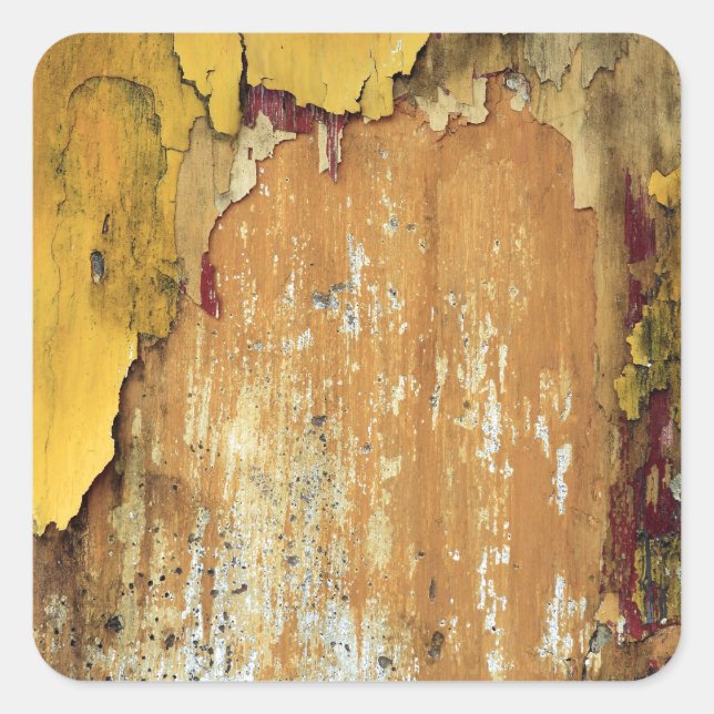 Pegatina Cuadrada Pintura vieja de pintura amarilla de pared de peel (Anverso)