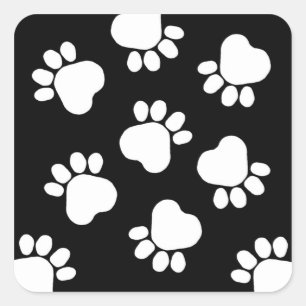 Pegatina Cuadrada Pinturas - ¡Hable con el Paw! Blanco y negro