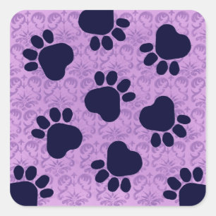 Pegatina Cuadrada Pinturas - ¡Hable con el Paw! Morado
