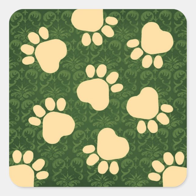 Pegatina Cuadrada Pinturas - ¡Hable con el Paw! Verde y amarillo (Anverso)
