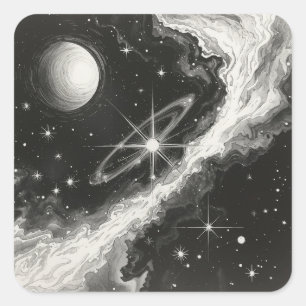 Pegatina Cuadrada Pinturas para Amantes del Espacio
