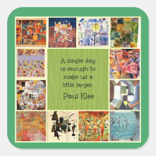 Pegatina Cuadrada pinturas y cita de Paul Klee,