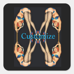 Pegatina Cuadrada Pinups de cosecha acrobática Thunder_Cove