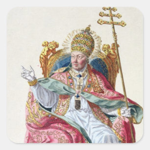 Pegatina Cuadrada Pío VI (1717-99) de "Receuil des Estampes,