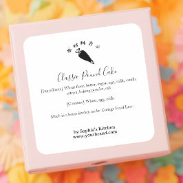 Pegatina Cuadrada Piping Bag Bakery Ingredient Label Minimalist