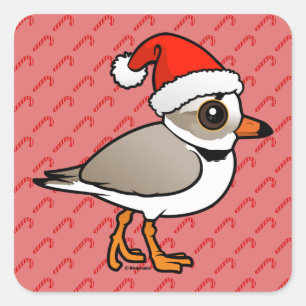 Pegatina Cuadrada Piping Plover Santa