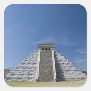 Pegatina Cuadrada Pirámide maya, mañana en marzo