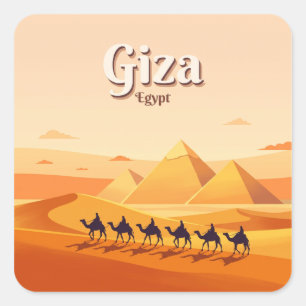 Pegatina Cuadrada Pirámides de Giza Egipto