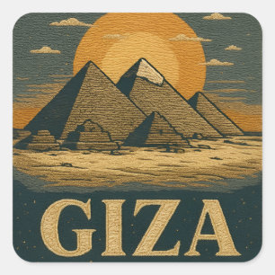Pegatina Cuadrada Pirámides egipcias de Giza Gran Pirámide