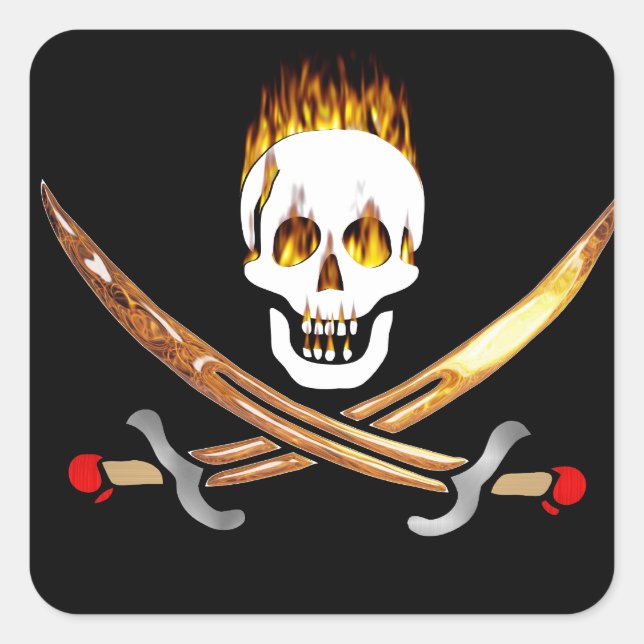 Pegatina Cuadrada pirata (Anverso)