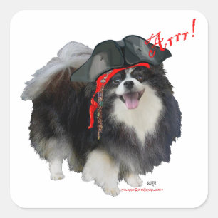 Pegatina Cuadrada Pirata Pomeraniano Negro - ¡Arrr!