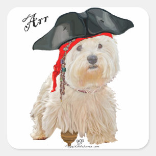 Pegatina Cuadrada Pirata Westie