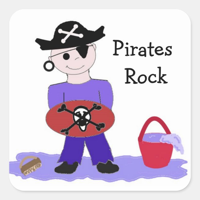 Pegatina Cuadrada Piratas Rock (Anverso)