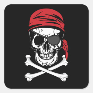 Pegatina Cuadrada Piratas   Ropa de parche ocular pirata