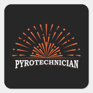 Pegatina Cuadrada Pirotécnico Crew Pyrotechnics Fireworks Pyro