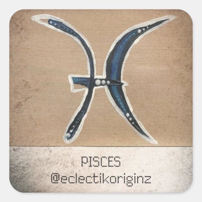 Pegatina Cuadrada Pisces (Anverso)