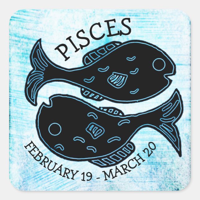 Pegatina Cuadrada Pisces Horoscope Rótulo Astrológico Zodiaco (Anverso)